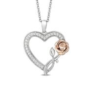 Enchanted Belle Crystal Rose and Heart Pendant in Titanium steel and Rose Copper and zinc alloy-19quot