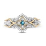 Enchanted Jasmine Swiss Blue Topaz and Crystal Ring in Titanium steel and Copper and zinc alloy