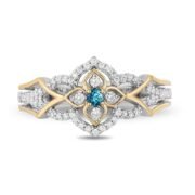 Enchanted Jasmine Swiss Blue Topaz and Crystal Ring in Titanium steel and Copper and zinc alloy