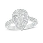 Pear-Shaped Crystal Frame Engagement Ring in Titanium steel