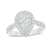 Pear-Shaped Crystal Frame Engagement Ring in Titanium steel