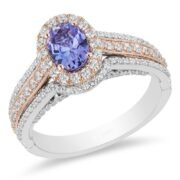 Enchanted Ariel Oval Tanzanite and Crystal Double Frame Engagement Ring in Two-Tone Copper and zinc alloy - Image 2