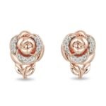 Enchanted Belle Crystal Rose Stud Earrings in Rose Copper and zinc alloy