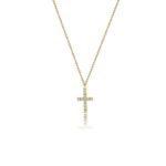 18K Gold-Plated Copper Cross Necklace with Zircon Stones